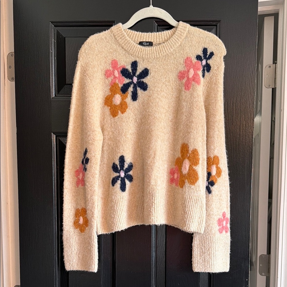 Cozy Cream Floral Crewneck Sweater - Women